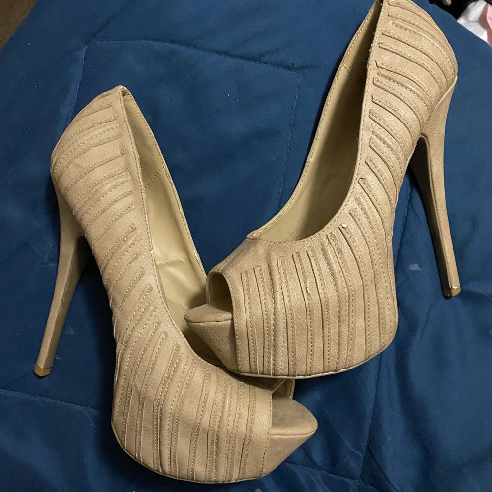 Tan high heels